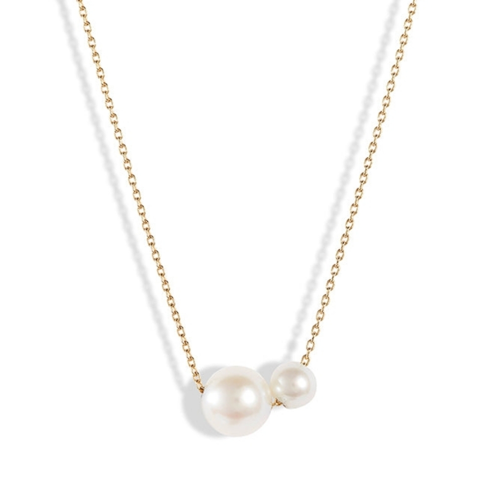 14k Real Gold & Pearl Necklace, 18"L. Poppy Finch.